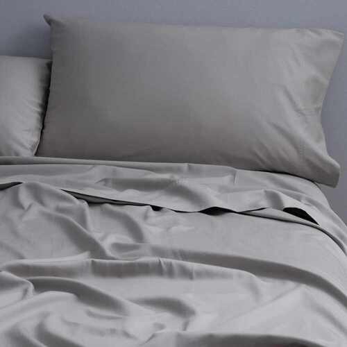 Canningvale Carrara King Bed Fitted Sheet Set Alessia Bamboo Cotton Perla Grey