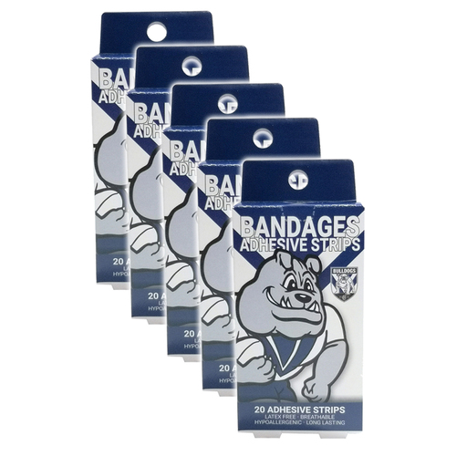 5x 20pc NRL Mascot Canterbury Bulldogs Kids Adhesive Strips 6y+