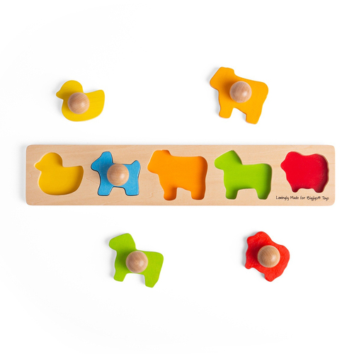 6pc Bigjigs Toys Animal Matching Board Kids/Children Wooden Toy 12m+