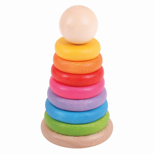 9pc Bigjigs Toys 17cm First Wooden Rainbow Stacker Kids Toy 12m+