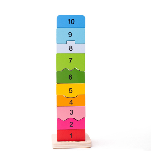 11pc Bigjigs Toys 27cm Wooden Number Tower Kids Toy 3y+