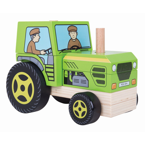 Bigjigs Toys 17cm Wooden Stacking Tractor Kids Toy 12m+