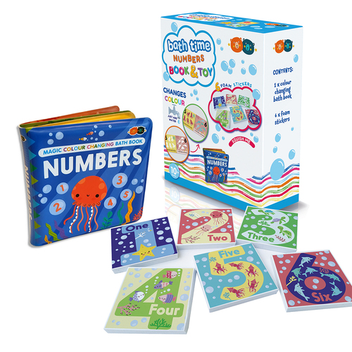 Buddy & Barney Magic Colour Changing Bath Book & Stickers Numbers Kids 1y+