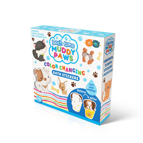 Buddy & Barney Colour Changing Bath Stickers - Muddy Paws 1+