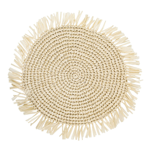 LVD Paper Round 50cm Centre Table Raffia Mat Home Decor - Bleach