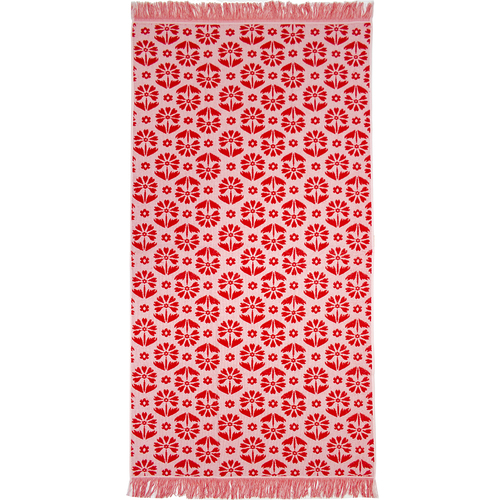 Bambury Ultra soft Durable Flora Beach Towel Poppy 75 x 150cm Cotton Woven