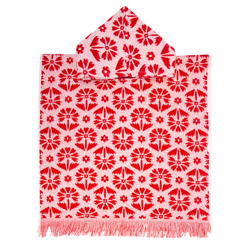 Bambury Home Living Ultra soft Flora Kids Poncho Poppy Cotton Woven