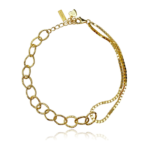 Culturesse Anaelle Double Chain 20cm Adjustable Bracelet - Fine Gold