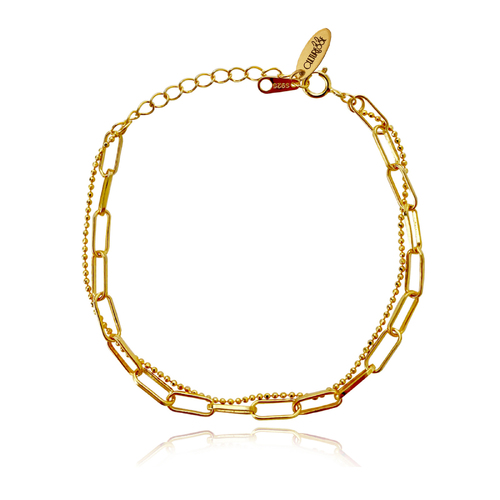 Culturesse Mabel Twin Line 21.5cm Adjustable Bracelet - Fine Gold