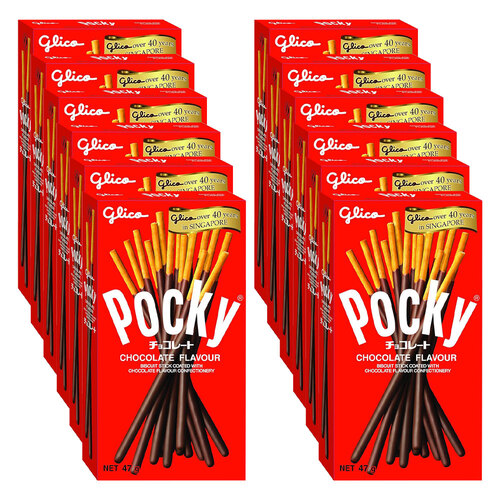 12PK Glico Pocky Chocolate Sticks Japanese Sweet Biscuit Snack 47G