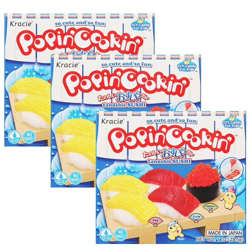 3PK Kracie Popin' Cookin' DIY Sushi Japanese Candy Confectionery