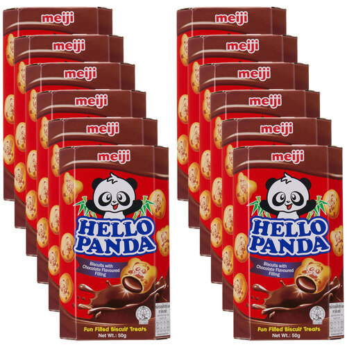 12PK Meiji Hello Panda Chocolate Japanese Sweet Biscuit Snack 50G