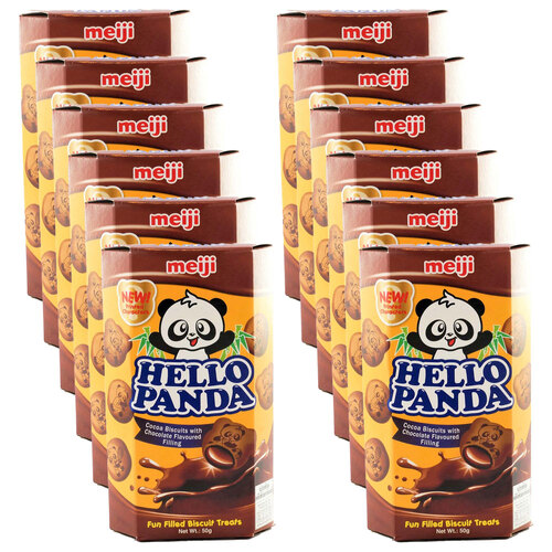 12PK Meiji Hello Panda Double Chocolate Japanese Sweet Biscuit Snack 50G