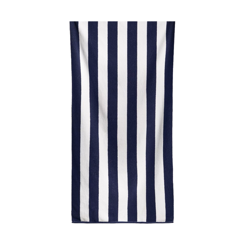 Canningvale Striped Cabana 160cm Cotton Terry Beach Towel Navy