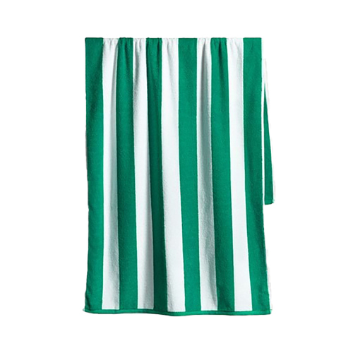 Canningvale Striped Cabana 160cm Cotton Terry Beach Towel - Emerald