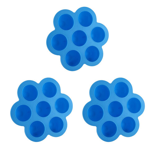 3PK Kuvings Silicone Baby Food Storage Container Ice Cubes Maker - 7 Holes Blue