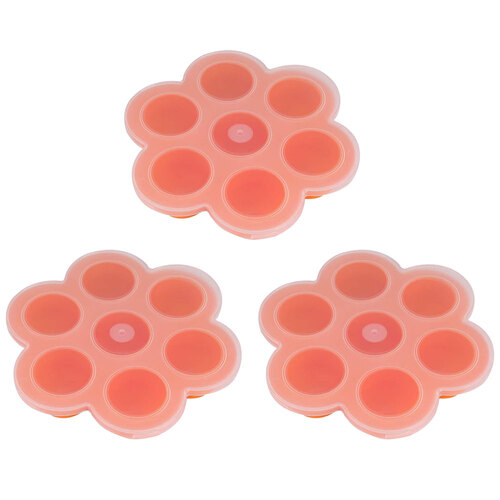 3PK Kuvings Silicone Baby Food Storage Container Ice Cubes Maker - 7 Holes Orange