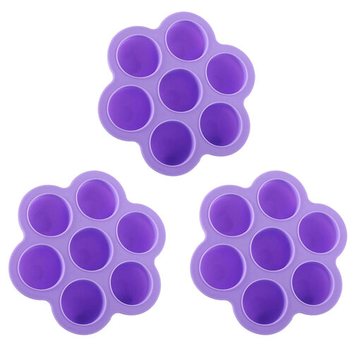 3PK Kuvings Silicone Baby Food Storage Container Ice Cubes Maker - 7 Holes Purple