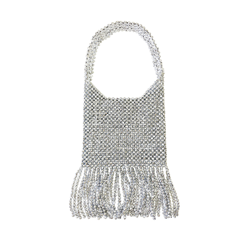 Culturesse Bianka Luxury 16.5cm Mega-Beaded Shoulder Bag - Silver