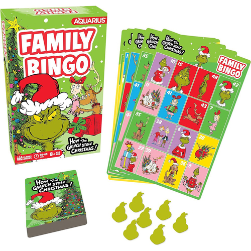 Aquarius The Grinch Family Bingo Card 2-18 Players Game 8y+