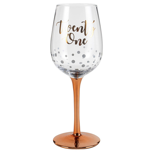 Twenty One Rose Gold Stem Wine Glass Gold 430ml Drinking Cup