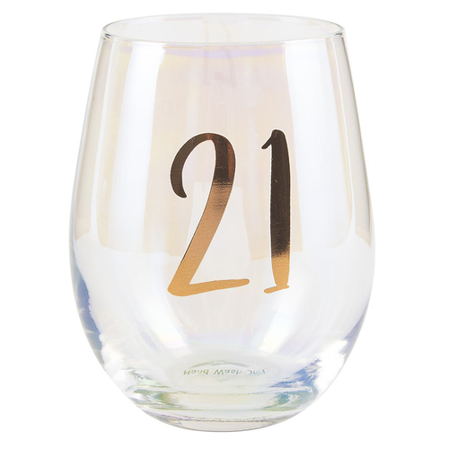 Rainbow 21st Stemless Wine Glass 600ml Birthday Drinking Cup