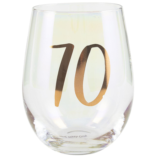 Rainbow 70th Stemless Wine Glass 600ml Birthday Drinking Cup