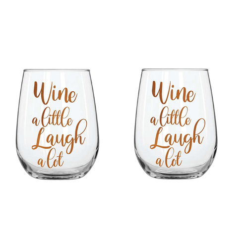 2PK Wine A Little Stemless Wine Glass Rose Gold 600ml Drinking Cup