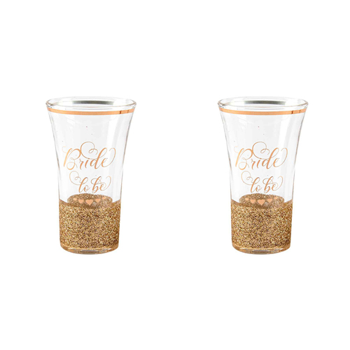 2x Bride Rose Gold Shot Glass 9cm Drinking Cups Novelty Print