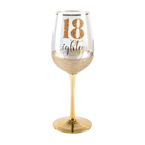 Glitterati 18th Stemmed Birthday Wine Glass 430ml