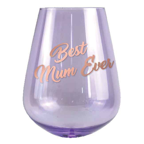 2pc Best Mum Ever 13cm/600ml Stemless Glass Wine/Cocktail Drinking Set