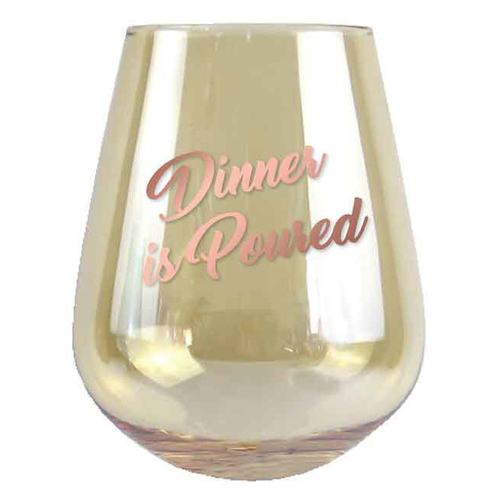 2pc Dinner Is Poured 13cm/600ml Stemless Glass Wine/Cocktail Drinking Set