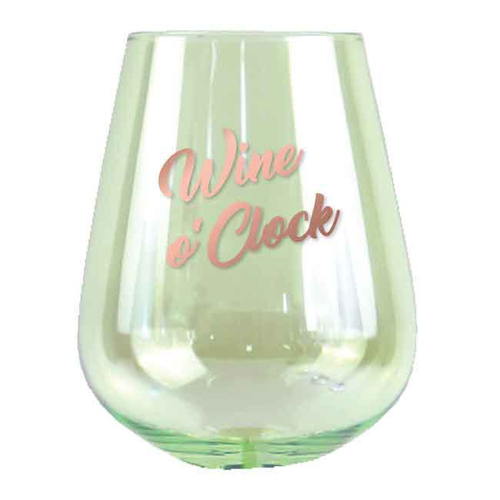 2pc Wine O Clock 13cm/600ml Stemless Glass Wine/Cocktail Drinking Set