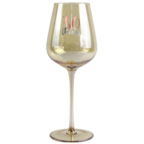 30th Birthday Coloured Stemmed 430ml Wine Glass w/ Rose Gold Decal