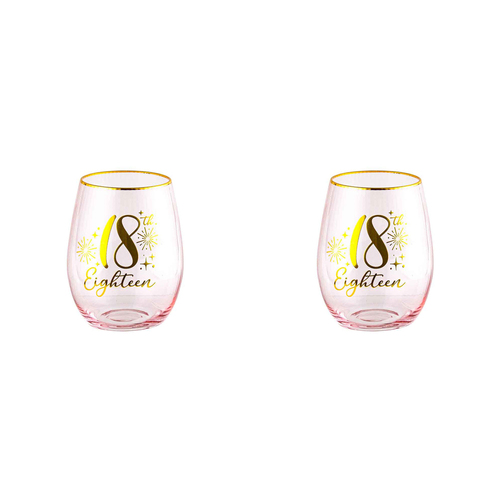 2PK 18th Fluted Pink Stemless Glassware/Home Decoration 600ml/13cm