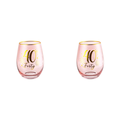 2PK 40th Fluted Stemless Glassware/Home Decoration 600ml/13cm