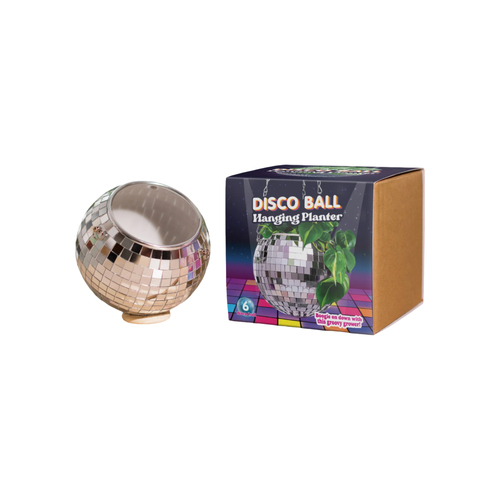 Bubblegum Stuff Disco Ball Hanging Planter 6'' Garden Decor Silver