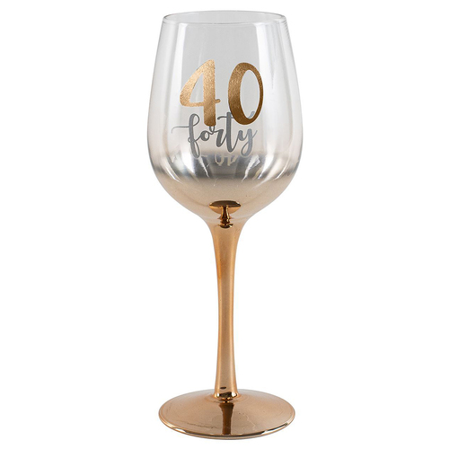 Birthday 40th Rose Gold Ombre 430ml Birthday Drinking Glass