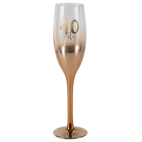 Birthday 40th Champagne Rose Gold Ombre 150ml Drinking Glass