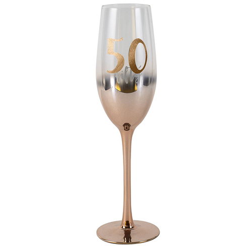 Birthday 50th Champagne Rose Gold Ombre 150ml Drinking Glass