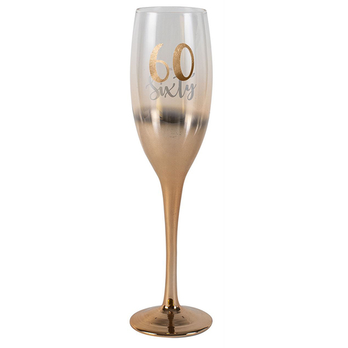 Birthday 60th Champagne Rose Gold Ombre 150ml Drinking Glass