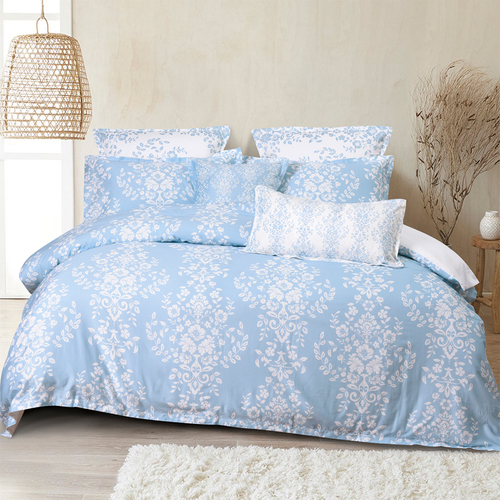 Bianca Ravello Quilt Cover Percale Cotton Blue - Double Bed