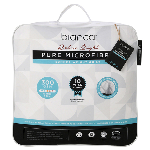 Bianca Relax Right Pure Microfibre Quilt 300gsm White - King Bed