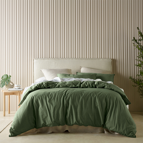 Bianca Acacia Quilt Cover Percale Cotton Olive - Queen Bed