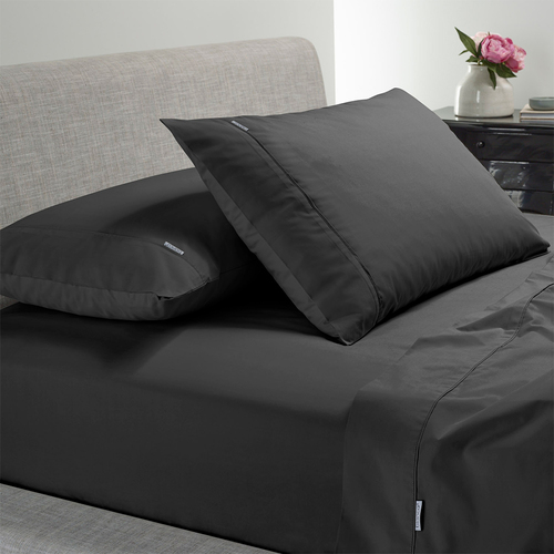 Bianca Heston 300TC Cotton Sheet Set Percale Charcoal - Split King Bed