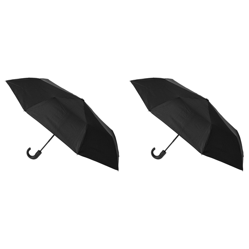 2PK Bobbie J Auto Open Hook Handle Folding Length Umbrella - Black 