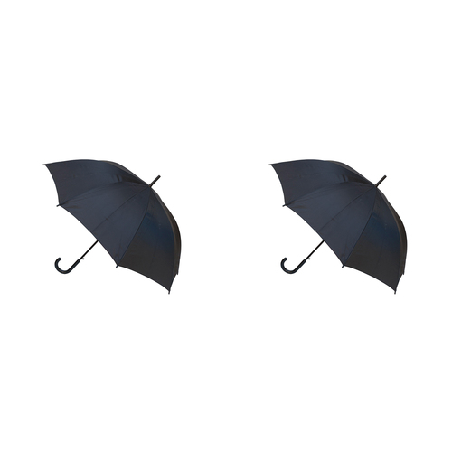 2PK Clifton Auto Open Hook Handle Walking Length Umbrella - Black