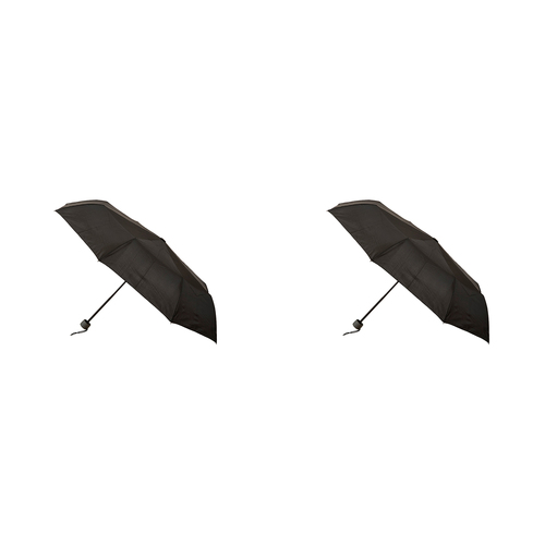 2PK Clifton Manual Folding Super Mini w/ Grey Handle Umbrella Black 