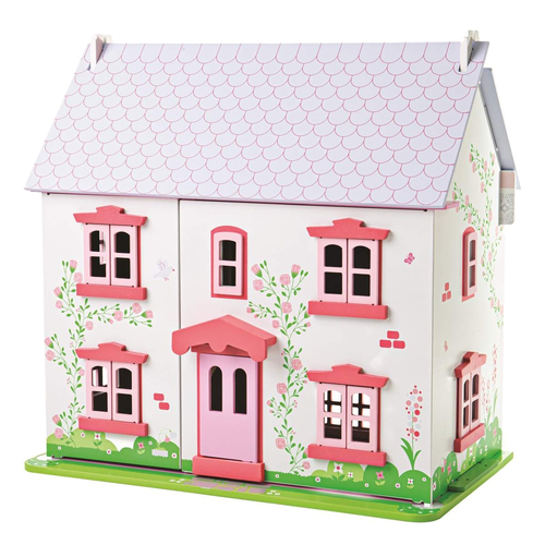 Bigjigs Toys Wooden 60cm Rose Cottage 3-Storey Dollhouse Kids Toy 3+