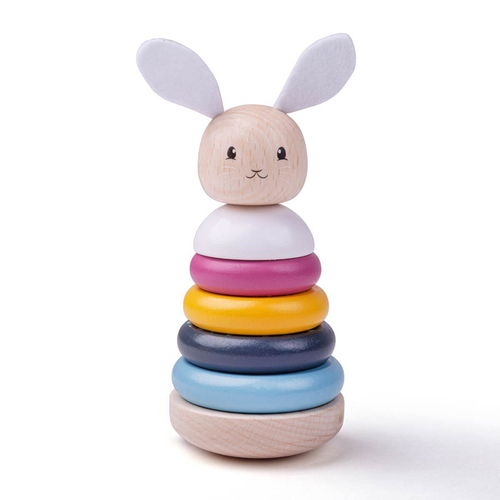 6pc Bigjigs Toys FSC Wood 19cm Rabbit Stacking Rings Baby/Toddler Toy 12m+